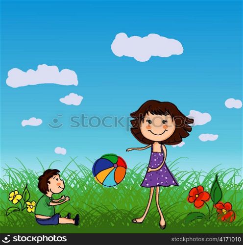 mom playing with son vector illustration