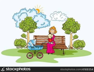 mom with baby vector illustration