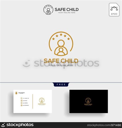 Momy and child, children care logo template vector isolated with business card - vector. Momy and child, children care logo template vector isolated
