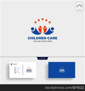 Momy and child, children care logo template vector isolated with business card - vector. Momy and child, children care logo template vector isolated