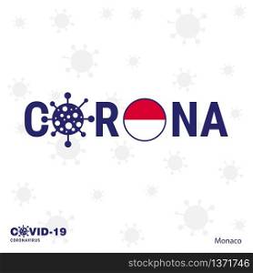 Monaco Coronavirus Typography. COVID-19 country banner. Stay home, Stay Healthy. Take care of your own health