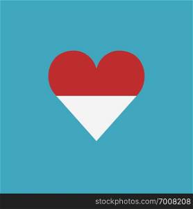 Monaco flag icon in a heart shape in flat design. Independence day or National day holiday concept.