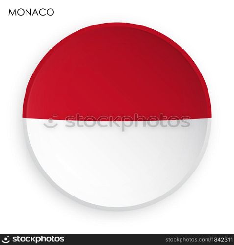 Monaco flag icon in modern neomorphism style. Button for mobile application or web. Vector on white background