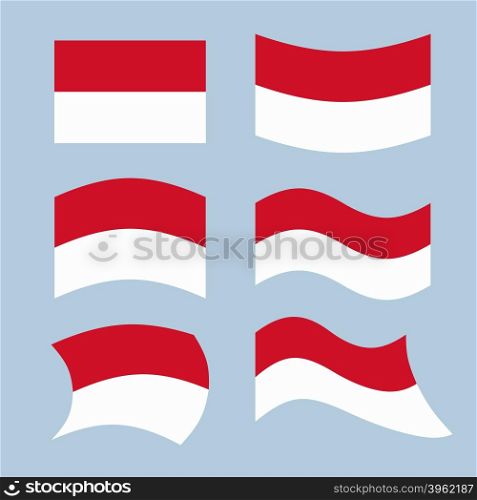 Monaco flag. Set of flags of Monaco Republic in various forms. Developing Monegasque flag European state&#xA;