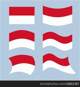 Monaco flag. Set of flags of Monaco Republic in various forms. Developing Monegasque flag European state&#xA;