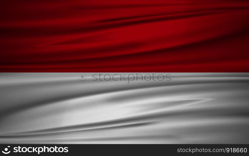 Monaco flag vector. Vector flag of Monaco blowig in the wind. EPS 10.