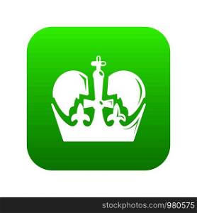 Monarch crown icon green vector isolated on white background. Monarch crown icon green vector