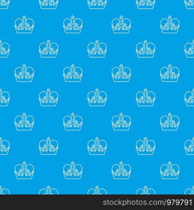 Monarch crown pattern vector seamless blue repeat for any use. Monarch crown pattern vector seamless blue