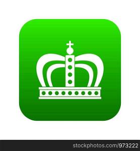 Monarchy crown icon digital green for any design isolated on white vector illustration. Monarchy crown icon digital green