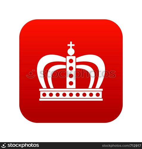 Monarchy crown icon digital red for any design isolated on white vector illustration. Monarchy crown icon digital red