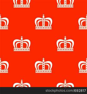 Monarchy crown pattern repeat seamless in orange color for any design. Vector geometric illustration. Monarchy crown pattern seamless