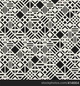 Monchrome seamless pattern with black geometric shapes.. Monchrome seamless pattern