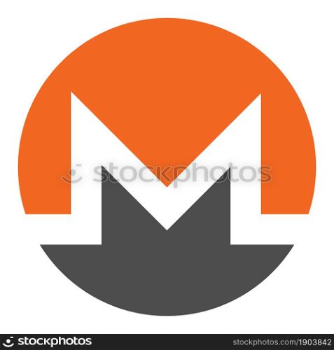 Monero XMR token symbol of the DeFi project cryptocurrency logo, decentralized finance coin icon isolated on white background. Vector illustration.