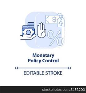 Monetary policy control light blue concept icon. Regulation measure. Inflation abstract idea thin line illustration. Isolated outline drawing. Editable stroke. Arial, Myriad Pro-Bold fonts used. Monetary policy control light blue concept icon