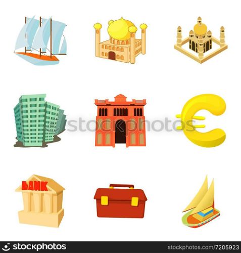 Monetary value icons set. Cartoon set of 9 monetary value vector icons for web isolated on white background. Monetary value icons set, cartoon style