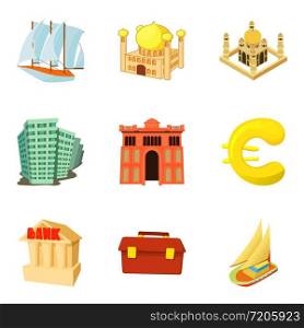 Monetary value icons set. Cartoon set of 9 monetary value vector icons for web isolated on white background. Monetary value icons set, cartoon style
