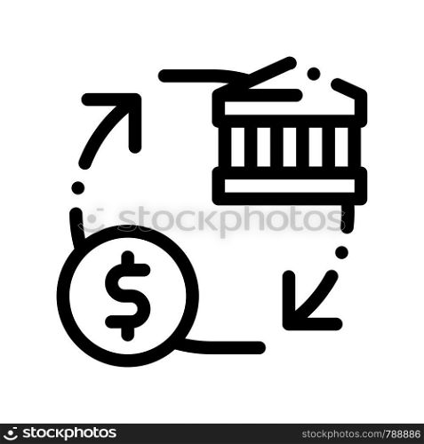 Monetisation Coin Cash Bank Vector Thin Line Icon. Online Bank Transactions, Secure Financial Payment Operation Linear Pictogram. Internet Money Deposit Currency Exchange Contour Illustration. Monetisation Coin Cash Bank Vector Thin Line Icon