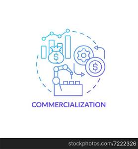 Monetization concept icon. Technology selling. Industry commerce income. Transfer innovative product to market abstract idea thin line illustration. Vector isolated outline color drawing. Monetization concept icon