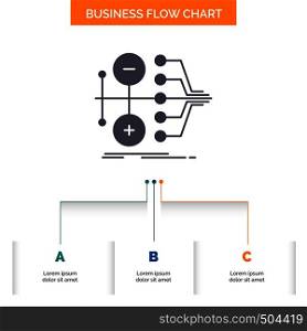 monetization, finance, money, transfer, value Business Flow Chart Design with 3 Steps. Glyph Icon For Presentation Background Template Place for text.. Vector EPS10 Abstract Template background