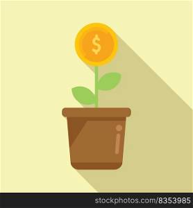 Monetize plant icon flat vector. Media increase. Money strategy. Monetize plant icon flat vector. Media increase