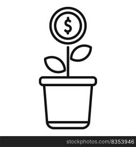 Monetize plant icon outline vector. Media increase. Money strategy. Monetize plant icon outline vector. Media increase