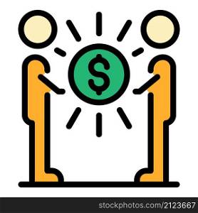 Money agreement icon. Outline money agreement vector icon color flat isolated. Money agreement icon color outline vector