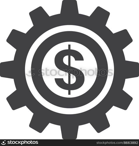 money and cogs illustration in minimal style isolated on background