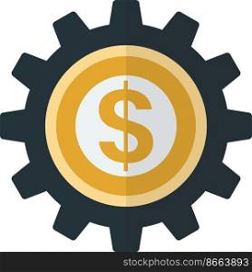 money and cogs illustration in minimal style isolated on background