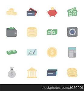 Money and financial flat icons set graphic design. Money and financial flat icons set