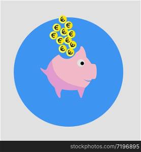 Money and piggy bank minimalistic background