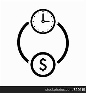 Money and time icon in simple style on a white background. Money and time icon, simple style