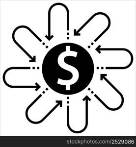 Money Back Dollar Icon Design Vector Art Illustration