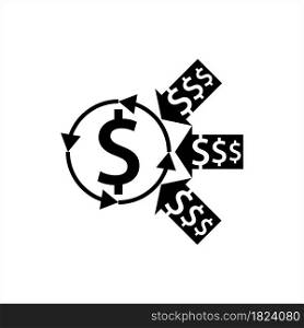 Money Back Dollar Icon, Finance Icon Vector Art Illustration