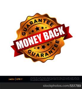 Money Back Guarantee Gold Seal Stamp Vector Template