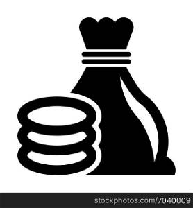 Money bag and coins, icon on isolated background