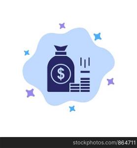 Money, Bag, Bank, Finance, Gold, Savings, Wealth Blue Icon on Abstract Cloud Background