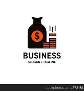 Money, Bag, Bank, Finance, Gold, Savings, Wealth Business Logo Template. Flat Color