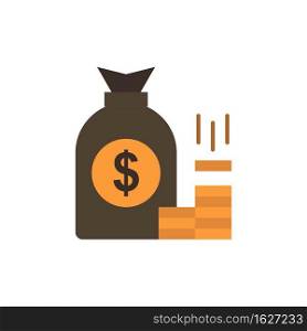 Money, Bag, Bank, Finance, Gold, Savings, Wealth  Flat Color Icon. Vector icon banner Template