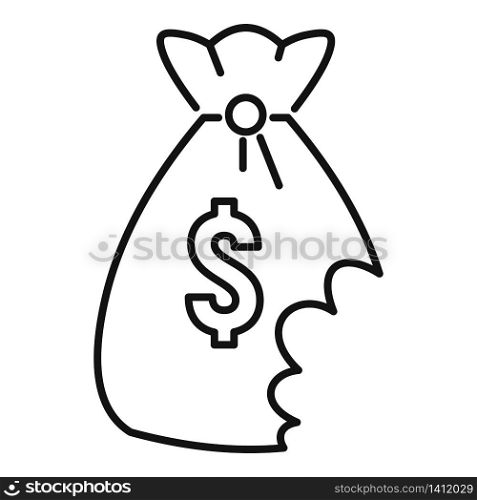 Money bag bankrupt icon. Outline money bag bankrupt vector icon for web design isolated on white background. Money bag bankrupt icon, outline style