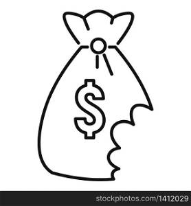 Money bag bankrupt icon. Outline money bag bankrupt vector icon for web design isolated on white background. Money bag bankrupt icon, outline style