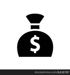 Money bag black icon. Money bag. Vector illustrations, black silhouettes isolated on white background.