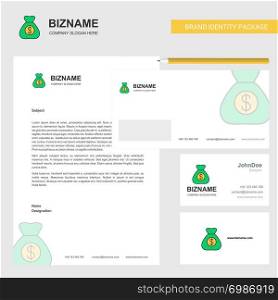 Money bag Business Letterhead, Envelope and visiting Card Design vector template