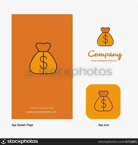 Money bag Company Logo App Icon and Splash Page Design. Creative Business App Design Elements