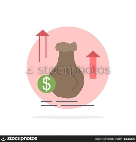 money, bag, dollar, growth, stock Flat Color Icon Vector