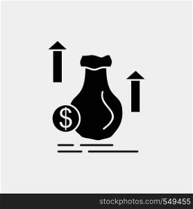 money, bag, dollar, growth, stock Glyph Icon. Vector isolated illustration. Vector EPS10 Abstract Template background