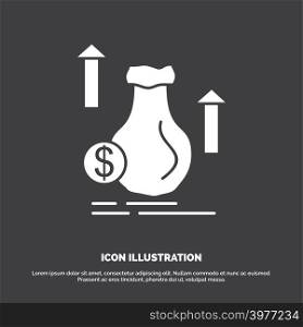 money, bag, dollar, growth, stock Icon. glyph vector symbol for UI and UX, website or mobile application