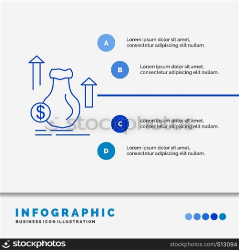 money, bag, dollar, growth, stock Infographics Template for Website and Presentation. Line Blue icon infographic style vector illustration. Vector EPS10 Abstract Template background