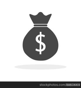 Money Bag flat icon. Money symbol. American currency. Vector illustration.