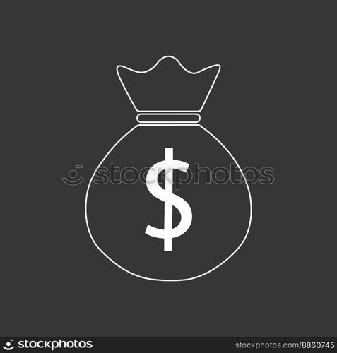 Money Bag flat icon. Money symbol. American currency. Vector illustration.