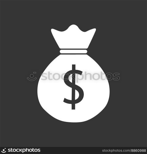 Money Bag flat icon. Money symbol. American currency. Vector illustration.